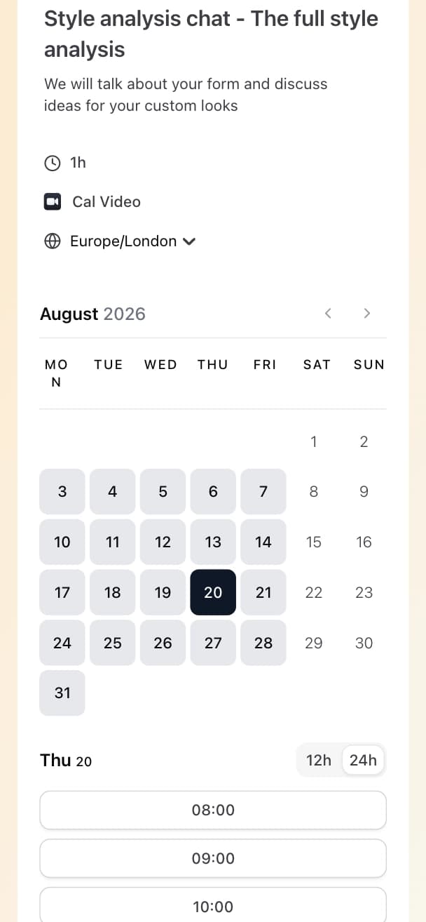 Creator scheduling a video styling call