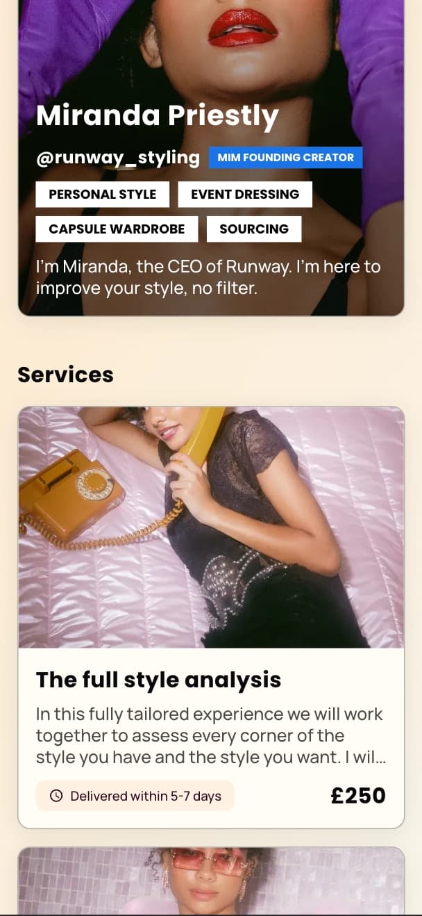 Creator studio storefront with services